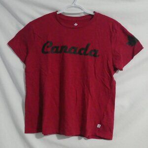 CANADIANA | medium | Red Crew Neck Short Sleeve Tee / T-Shirt | Canada Print